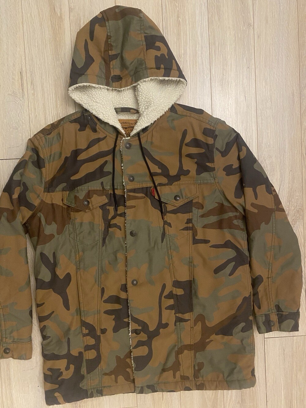 Levis Justin Timberlake Fresh Leaves Jacket Men's Size Medium Camo Parka Sherpa